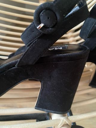 Sandalias negras plataforma de ante, Mango