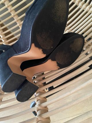 Sandalias negras plataforma de ante, Mango