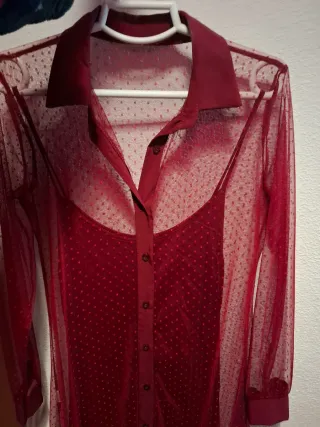 Vestido doble encaje corinto