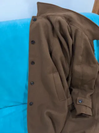 Abrigo de paño largo mujer marrón