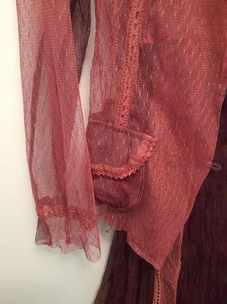 Vestido y chaqueta estilo vintage rosa- burdeos