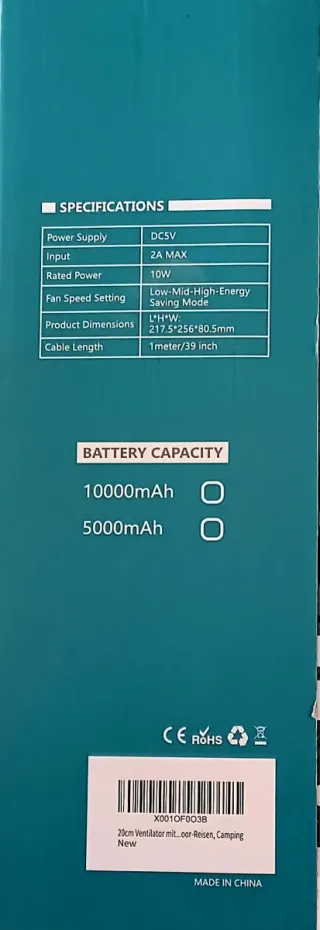 Ventilador portátil con pinza y USB