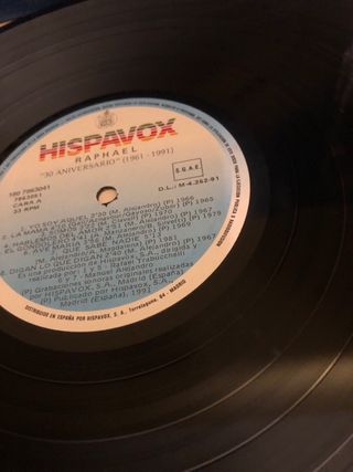 Vinilo Raphael 30 Aniversario 1961-1991