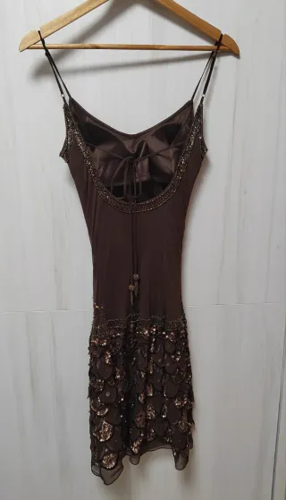 Vestido joya Sagaie Paris marrón chocolate.