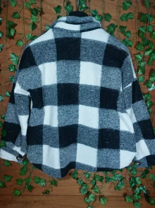 Giacca Camicia Donna Scacchi Nera Bianca