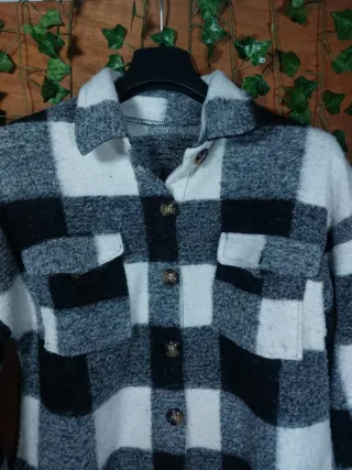 Giacca Camicia Donna Scacchi Nera Bianca