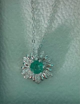 Conjunto Plata Esmeraldas Flor