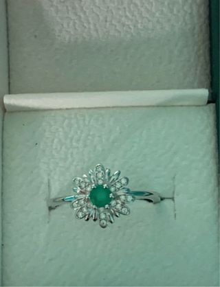 Conjunto Plata Esmeraldas Flor