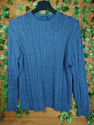 Maglione Uomo Cashmere Blu Intrecciato M