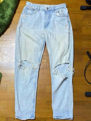 Gonne jeans stile mom sfilacciate