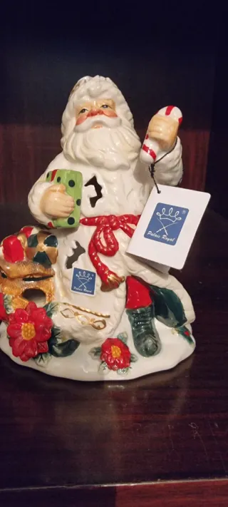 Portacandele Babbo Natale in porcellana