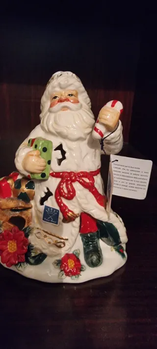 Portacandele Babbo Natale in porcellana
