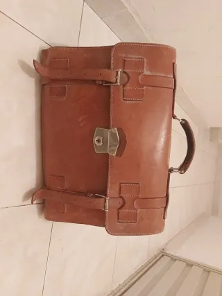 Maletín Cuero Vintage Años 70 Marrón