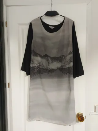 Vestido fluido estampado paisaje