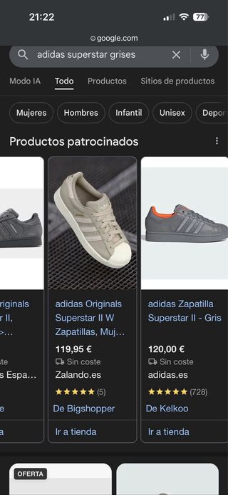 Zapatillas Adidas Superstar Gris/Blanco Talla 41