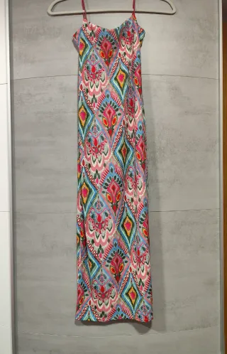 Vestido largo estampado multicolor