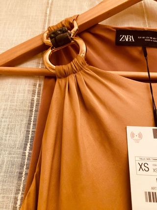 Vestido largo Zara marrón