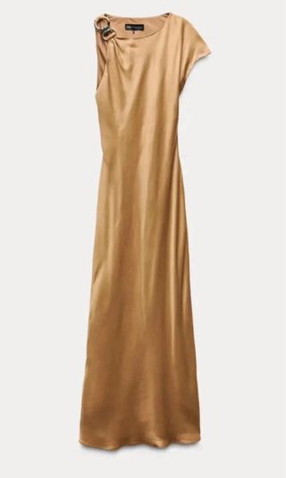 Vestido largo Zara marrón