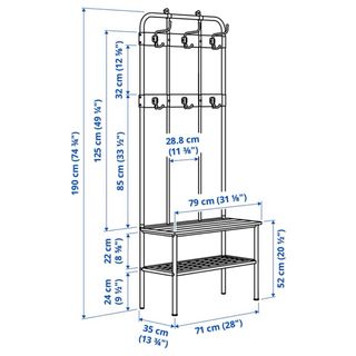Perchero Zapatero Negro Metal
