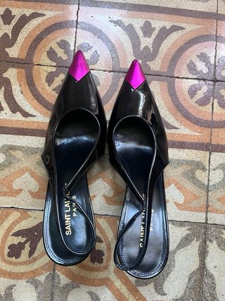 Sandalias Saint Laurent Puntiagudas Rosa y Negro