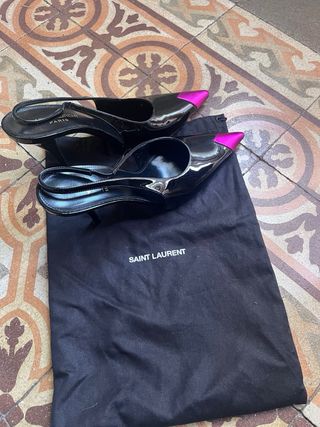 Sandalias Saint Laurent Puntiagudas Rosa y Negro