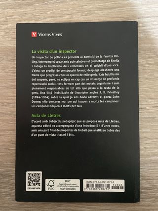 Libro en valenciano “LA VISITA D'UN INSPECTOR”