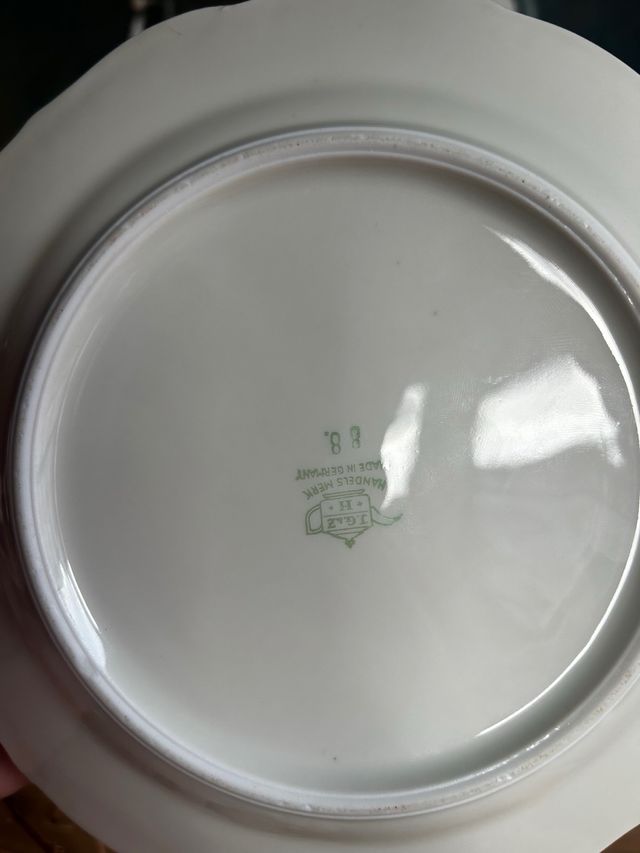 Mantequillera de porcelana alemana  flores azules