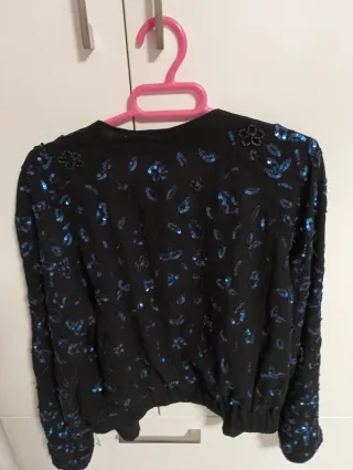 Chaqueta bomber lentejuelas azul