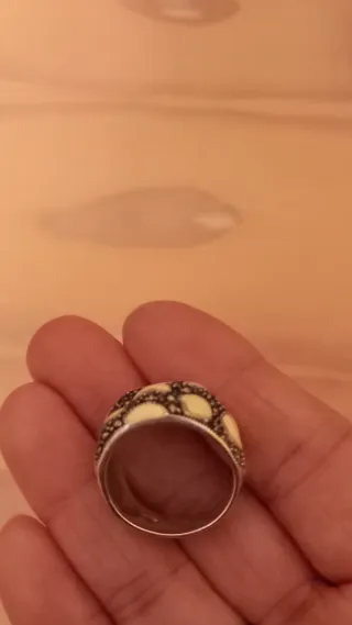 Anillo Plata Piel Serpiente Blanco