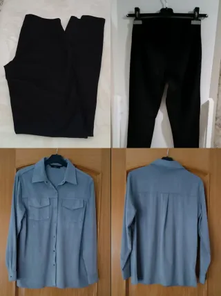 Conjunto Camisa Gris y Leggins Negros Talla S.