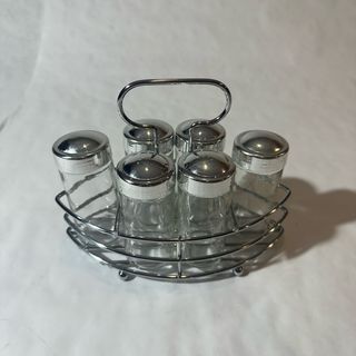 Set da tavolo vintage per spezie (5 pezzi + supporto)