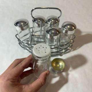 Set da tavolo vintage per spezie (5 pezzi + supporto)