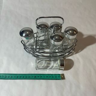 Set da tavolo vintage per spezie (5 pezzi + supporto)