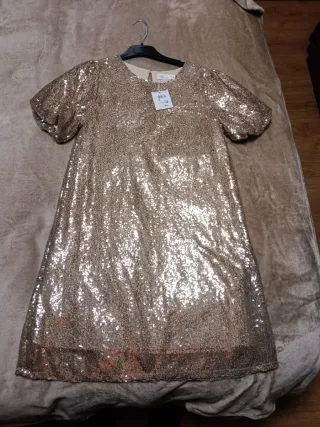 Vestido de fiesta lentejuelas dorado