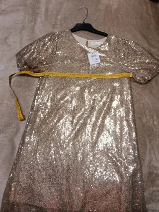 Vestido de fiesta lentejuelas dorado