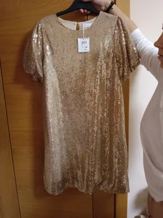Vestido de fiesta lentejuelas dorado