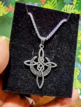Colgante Cruz Celta Luna Vikingo Acero