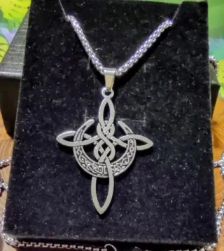 Colgante Cruz Celta Luna Vikingo Acero