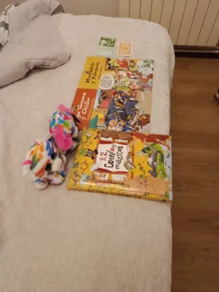 Lote de libros y peluches para José