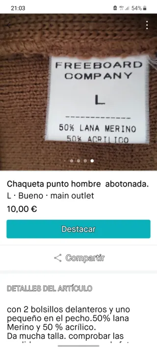 Chaqueta punto vintage hombre