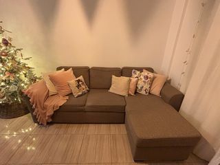 Sofá Cama 3 Plazas y arcón. Tela Topo