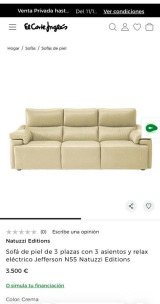 Divano Natuzzi Editions in pelle a 3 posti