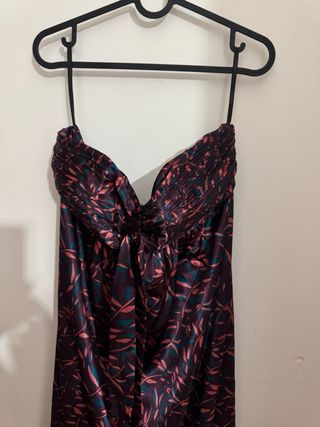 Vestido largo fiesta estampado de raso