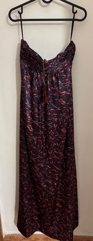 Vestido largo fiesta estampado de raso