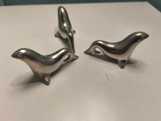 Porta posate in metallo a forma di foca (3 unità)