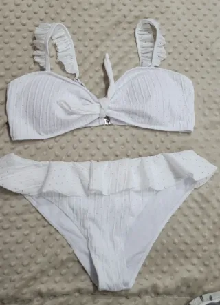 Costume da bagno bianco XXL con volant