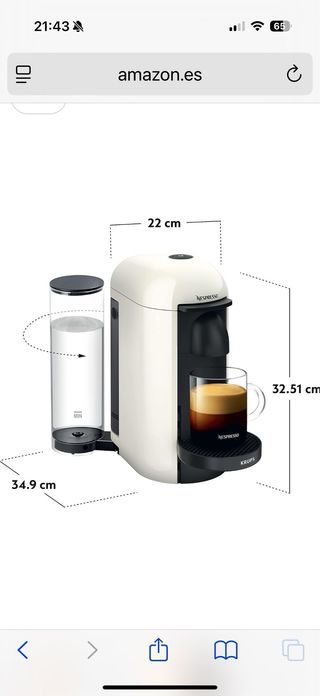 Cafetera Nespresso Vertuo Plus de Krups blanca