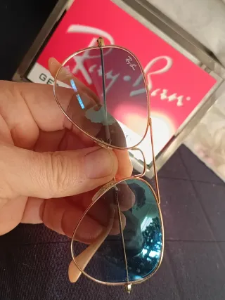 Gafas Ray-Ban Aviator Doradas Lentes Azules