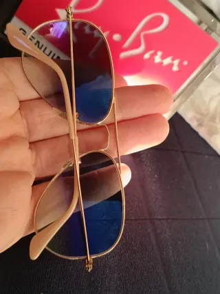Gafas Ray-Ban Aviator Doradas Lentes Azules