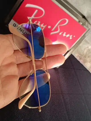 Gafas Ray-Ban Aviator Doradas Lentes Azules